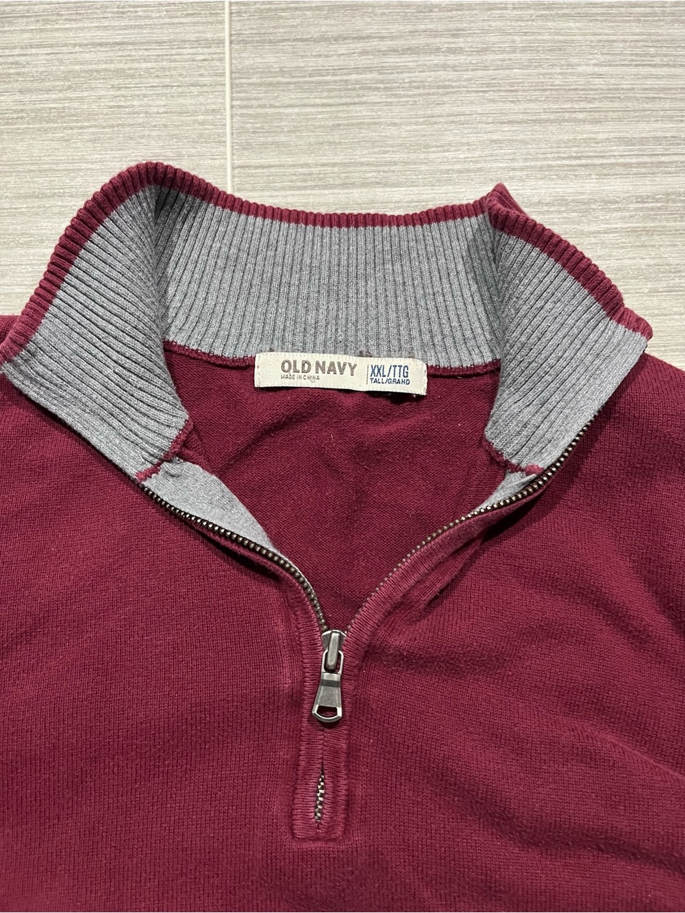 Burgundy Men's Half-Zip Sweater - 100% Cotton - XXL - Picture 2 of 12